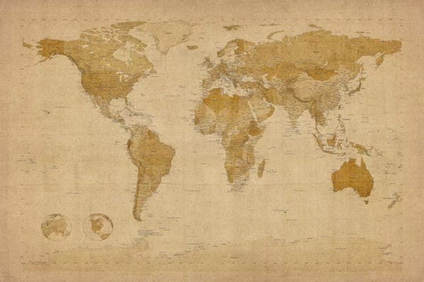 Vintage & Retro: Antique World Map II by Michael Tompsett
