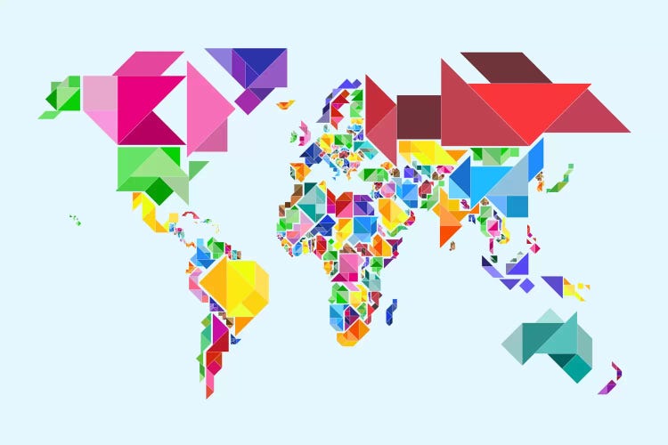 Tangram Abstract World Map