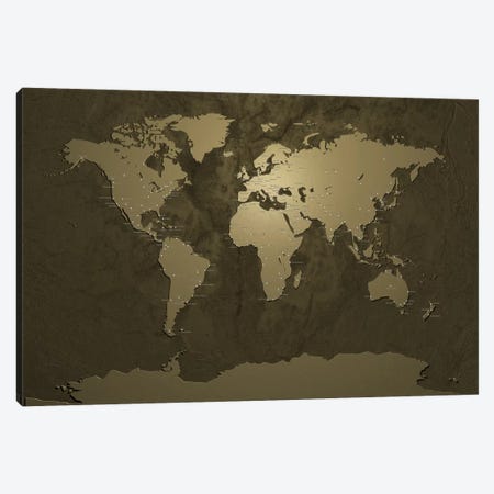 World (Cities) Map V Canvas Print #8954} by Michael Tompsett Canvas Art Print