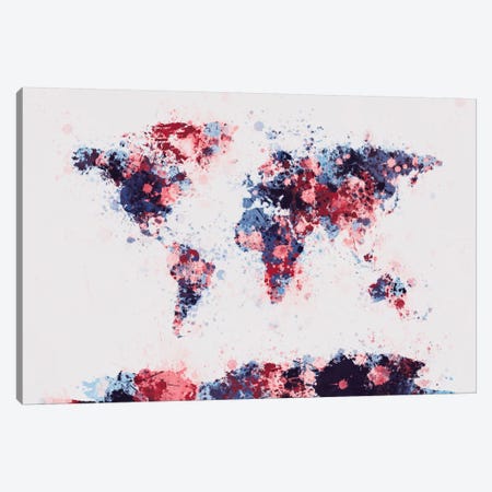 World Map Paint Drops II Canvas Print #8960} by Michael Tompsett Art Print