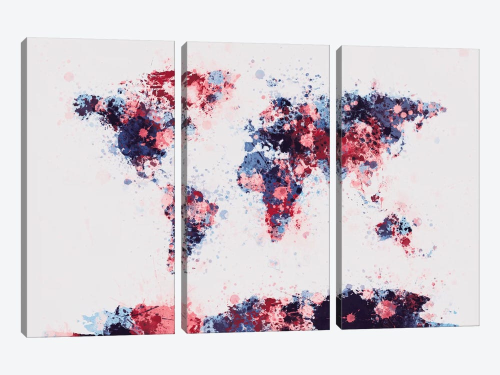 World Map Paint Drops II by Michael Tompsett 3-piece Art Print