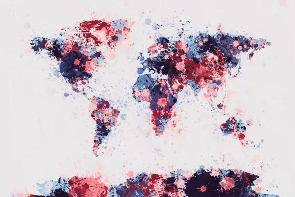 Abstract Watercolors: World Map Paint Drops II by Michael Tompsett