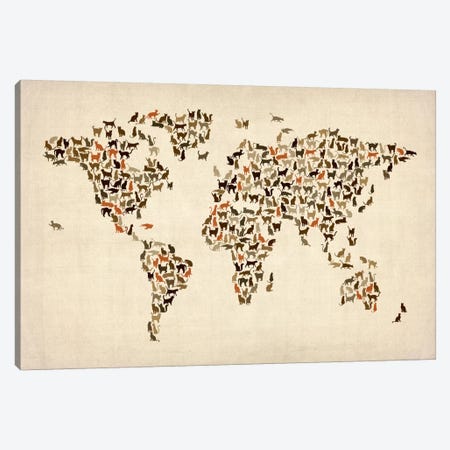 Cats World Map II Canvas Print #8963} by Michael Tompsett Canvas Print
