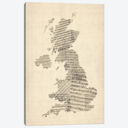 Great Britain Music Map II Canvas Print #8965} by Michael Tompsett Canvas Artwork