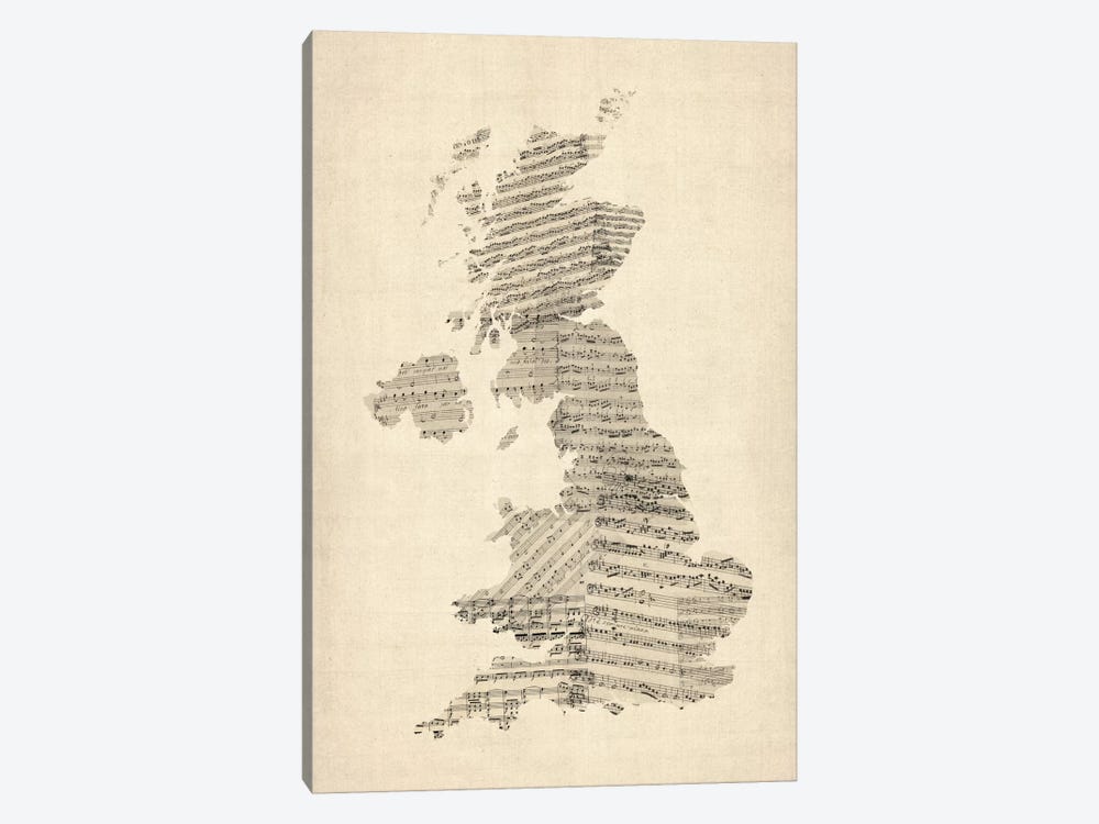 Great Britain Music Map II by Michael Tompsett 1-piece Canvas Artwork