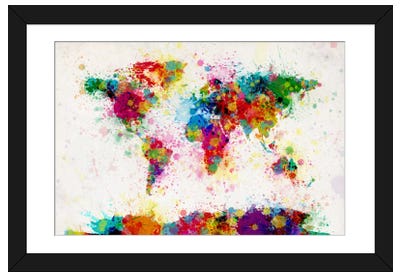 World Map Paint Drops III Paper Art Print - Maps
