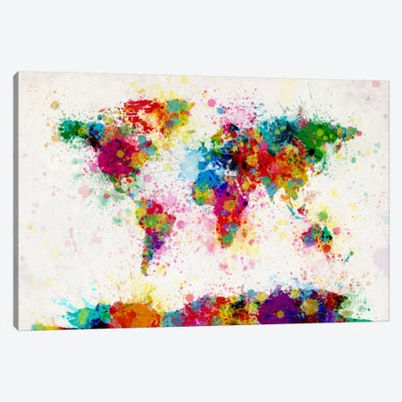 World Map Paint Drops III Canvas Print #8968} by Michael Tompsett Canvas Print