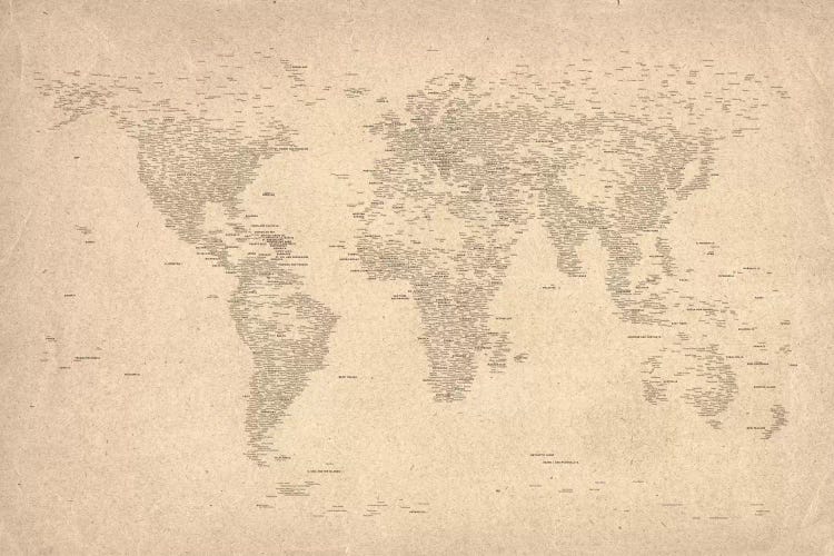World Map of Cities II by Michael Tompsett canvas print