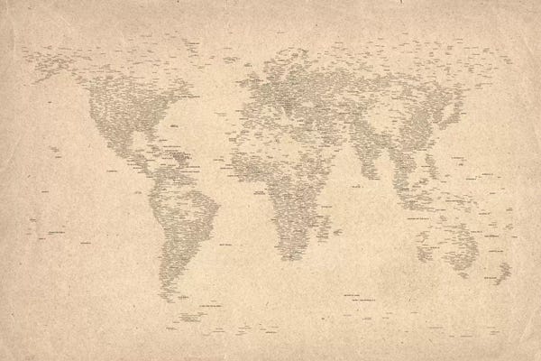 Globes: World Map of Cities II by Michael Tompsett