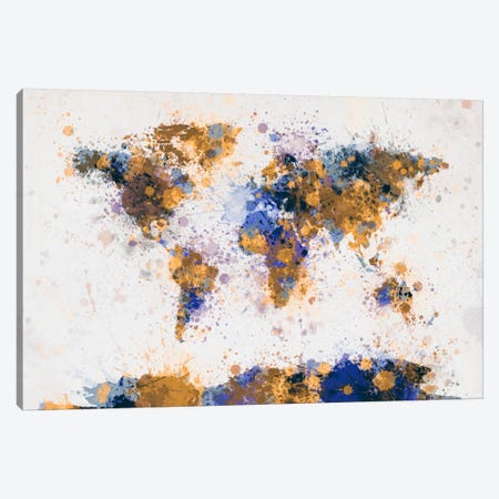 World Map Paint Drops IV Canvas Print #8970} by Michael Tompsett Canvas Wall Art