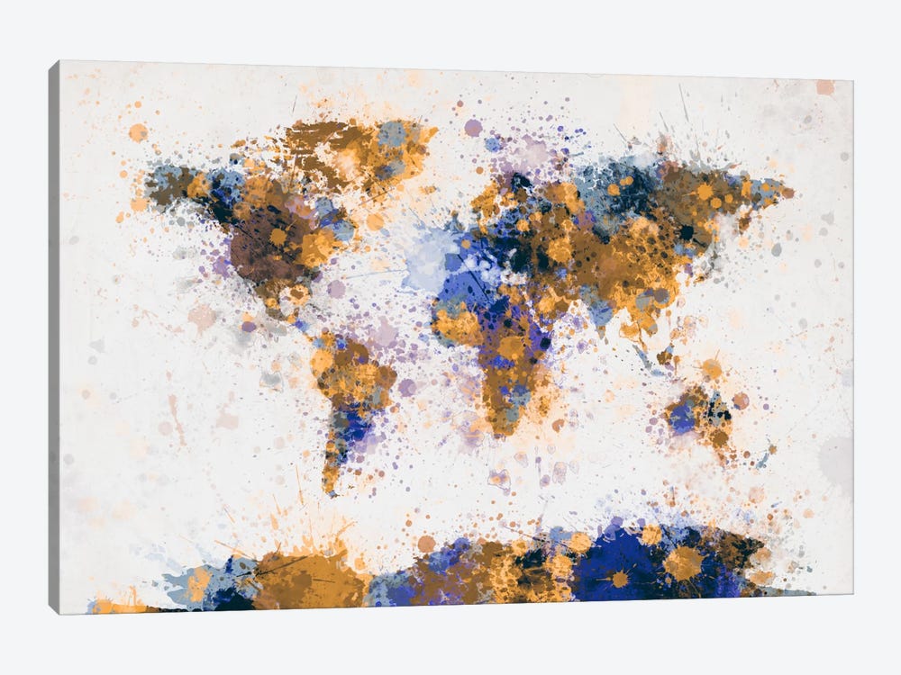 World Map Paint Drops IV by Michael Tompsett 1-piece Canvas Art