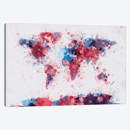 World Map Paint Drops V Canvas Print #8971} by Michael Tompsett Canvas Wall Art