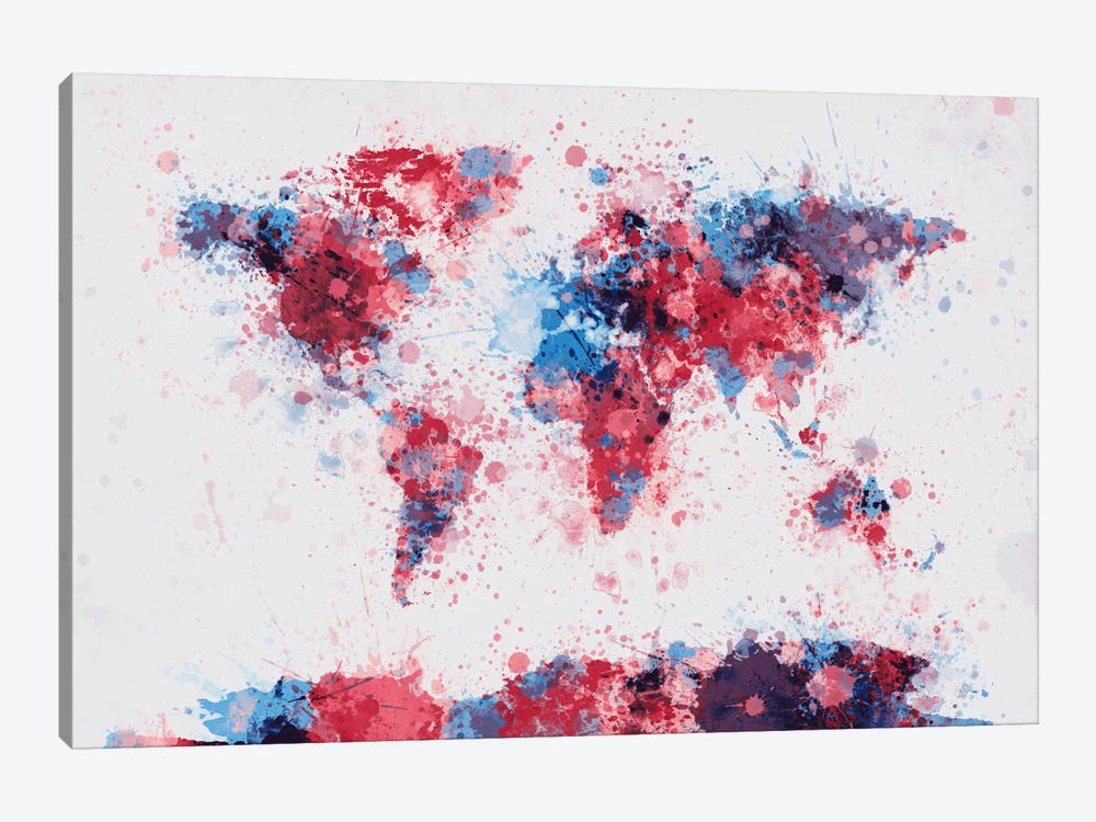 World Map Paint Drops V by Michael Tompsett 1-piece Canvas Art Print