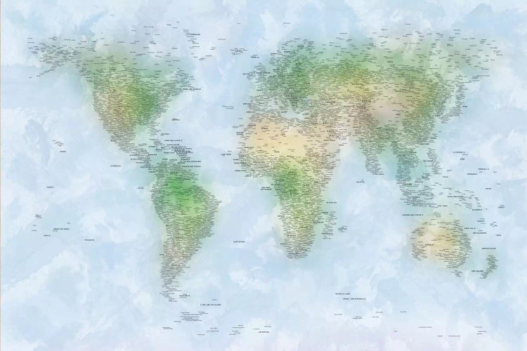 World Map VI by Michael Tompsett wall art