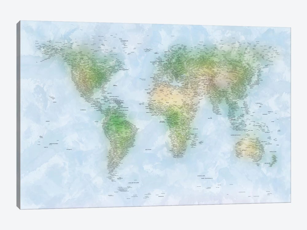 World Map VI by Michael Tompsett 1-piece Canvas Art Print