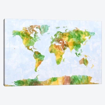World Map (Green) Canvas Print #8974} by Michael Tompsett Canvas Art Print