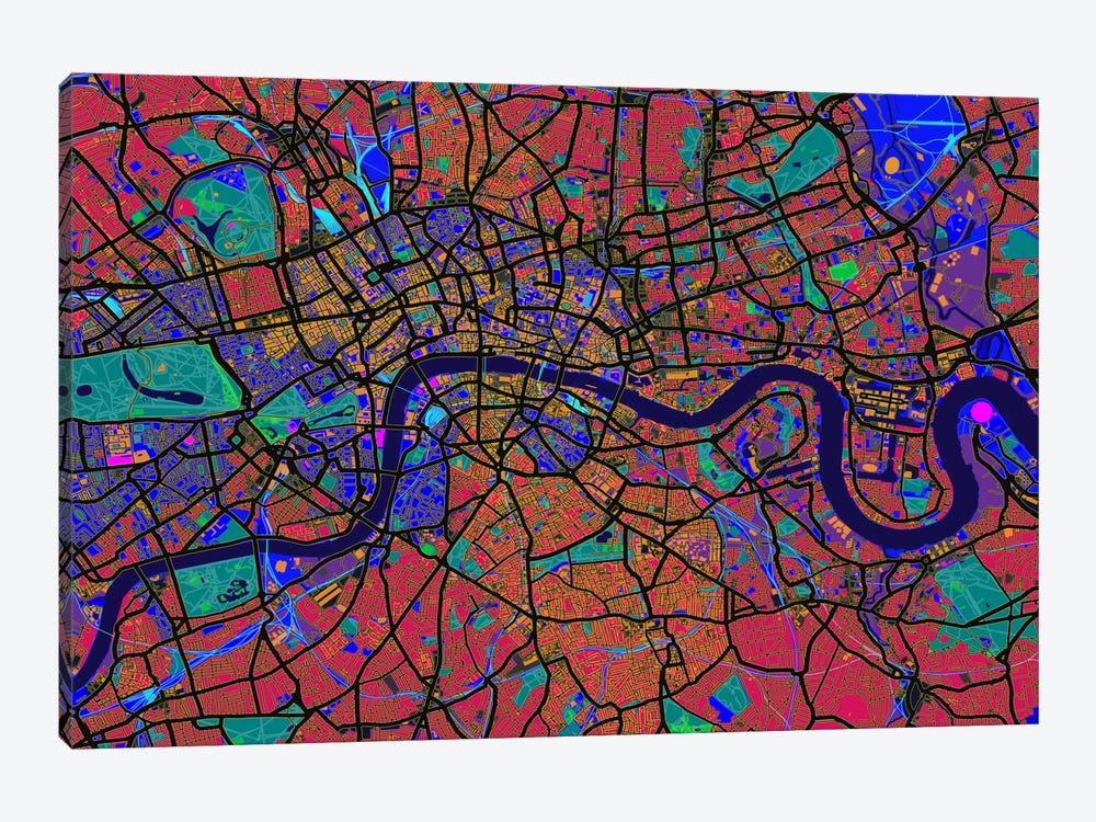 London Map (Abstract) V 1-piece Canvas Print