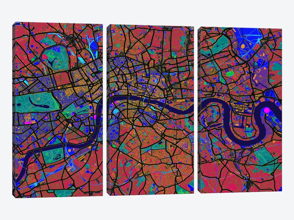 London Map (Abstract) V by Michael Tompsett 3-piece Art Print