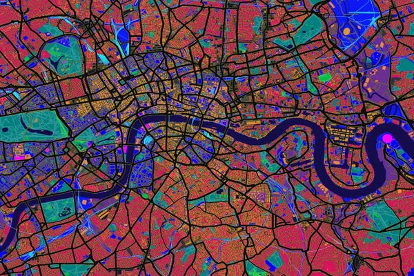 London Maps: London Map (Abstract) V by Michael Tompsett