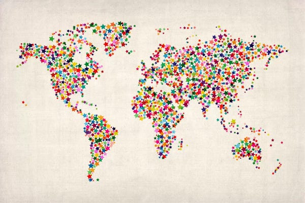 Kids Map Art: Stars World Map by Michael Tompsett