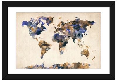 Urban Watercolor World Map V Paper Art Print - Maps