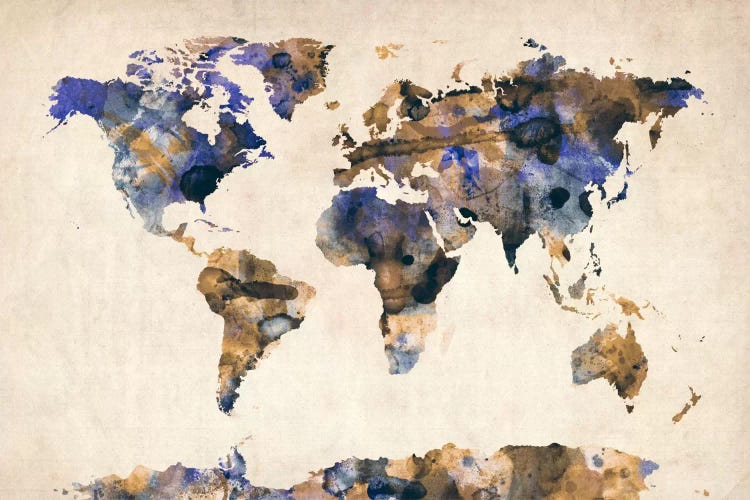 Urban Watercolor World Map V