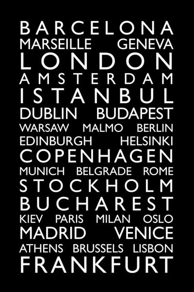 Black & White Digital Art: World Cities Bus Roll II by Michael Tompsett