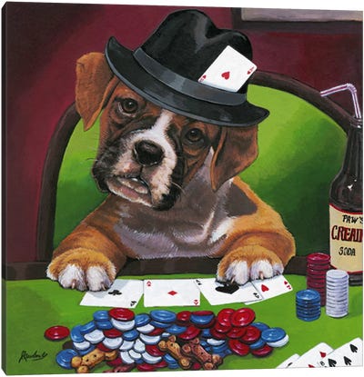 Poker Dogs Jenny Newland Canvas Art Print - Gambling Art