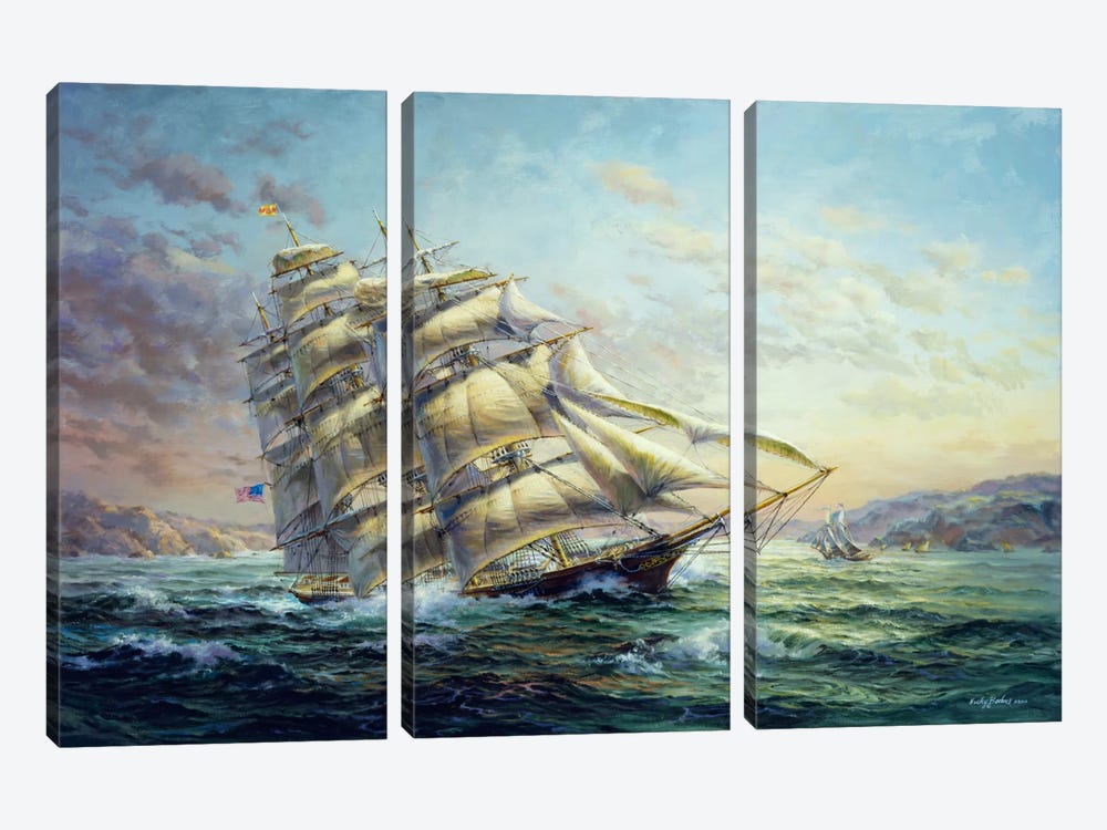Clipper Ship Surprise 3-piece Canvas Art Print