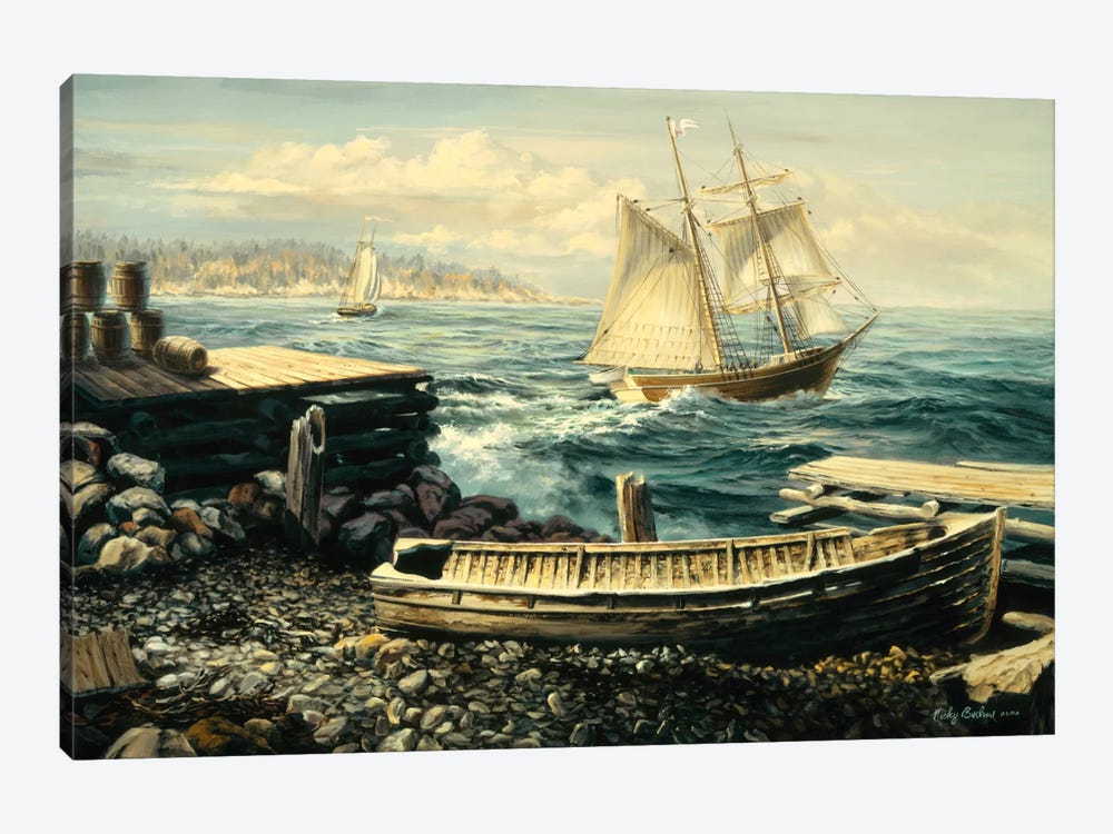 Coastal New England (Boat) by Nicky Boehme 1-piece Canvas Artwork