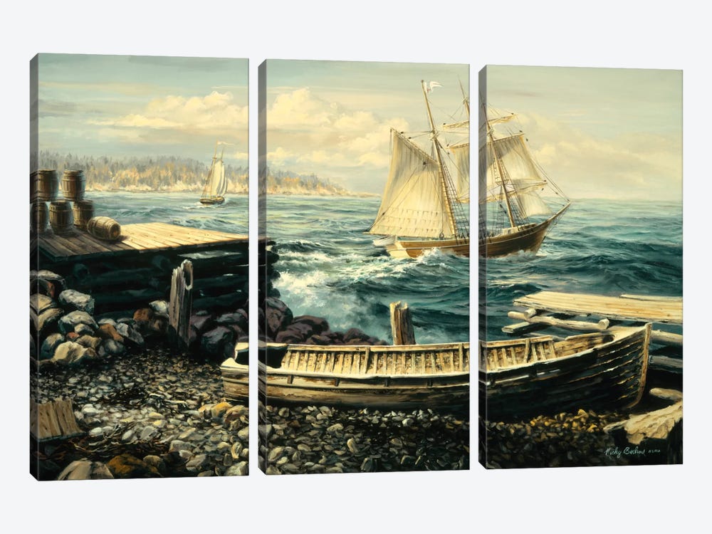 Coastal New England (Boat) by Nicky Boehme 3-piece Canvas Artwork