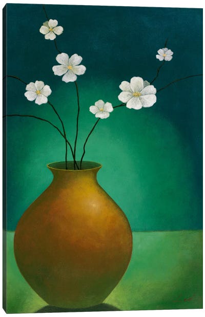 Vase with White Flowers Canvas Art Print