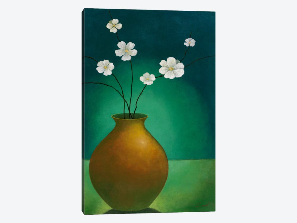 Vase with White Flowers 1-piece Canvas Art Print