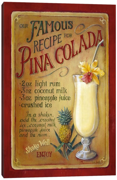 Famous Recipe for Pina Colada Canvas Art Print - Rum