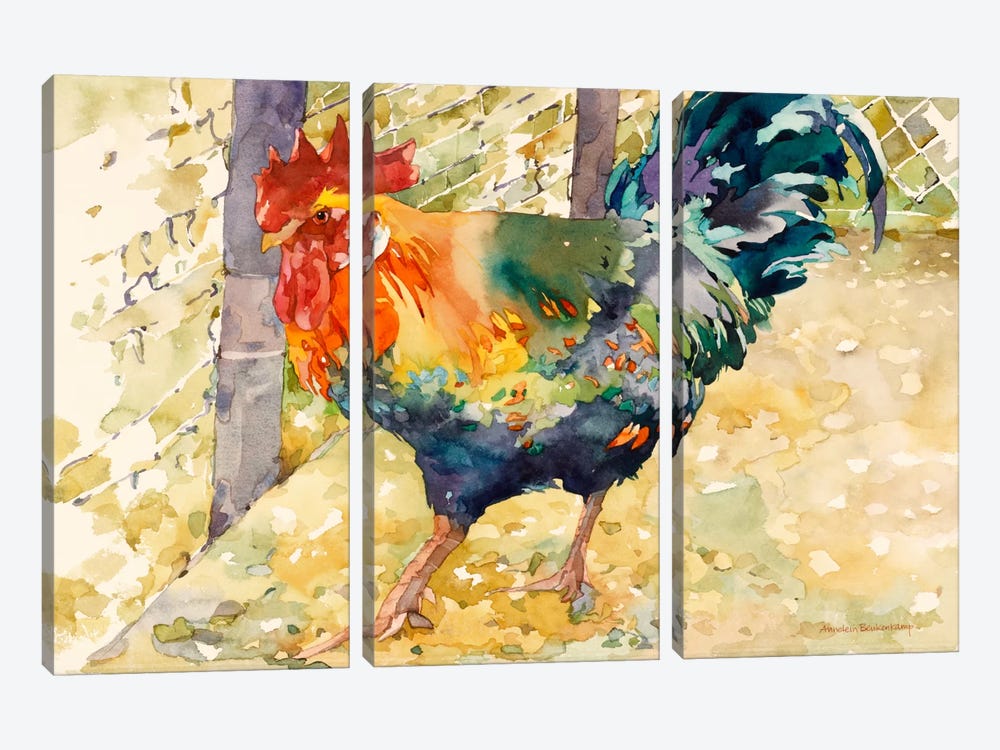 Colorful Rooster by Annelein Beukenkamp 3-piece Art Print