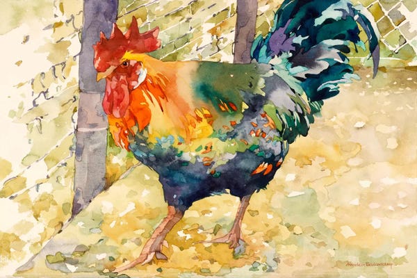 Kitchen: Colorful Rooster by Annelein Beukenkamp