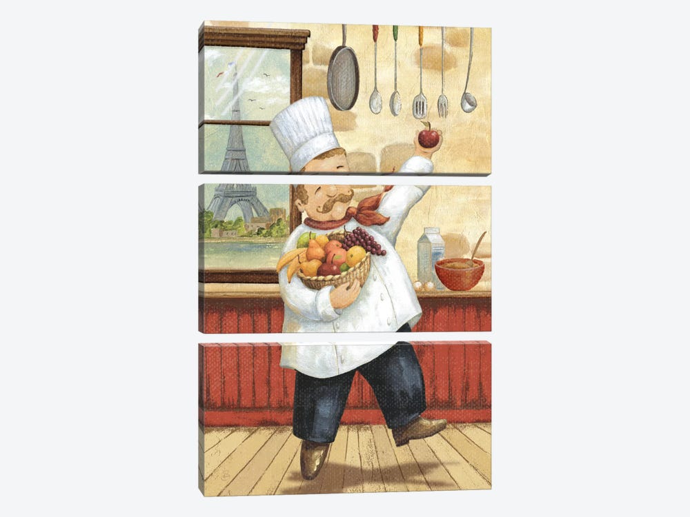 Happy Chef I by Daphne Brissonnet 3-piece Canvas Art Print