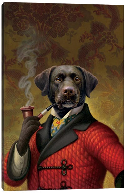 The Red Beret (Dog) Canvas Art Print - Labrador Retriever Art