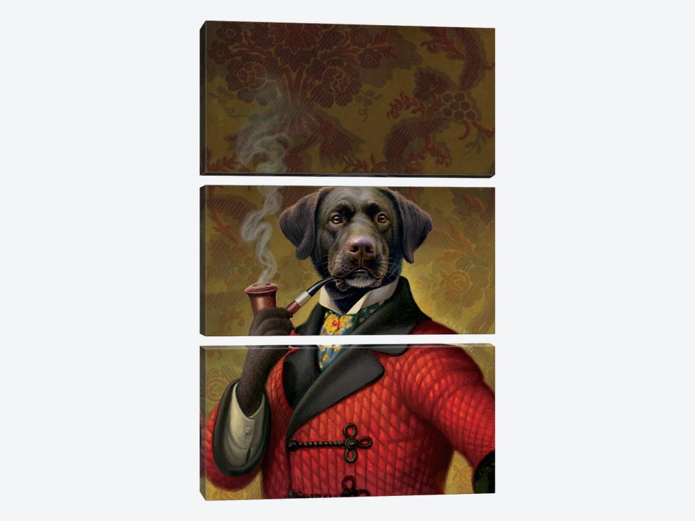 The Red Beret (Dog) by Dan Craig 3-piece Canvas Art Print