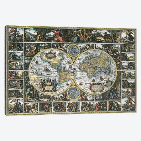 Antique World Map II Canvas Print #9214} by Interlitho Designs Canvas Art Print