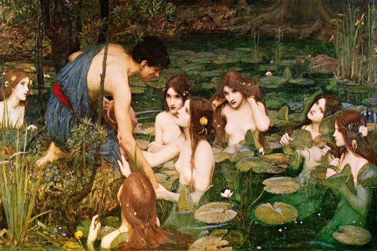 Hylas & The Nymphs by John William Waterhouse wall art