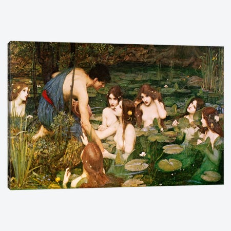 Hylas & The Nymphs Canvas Print #9353} by John William Waterhouse Canvas Art Print