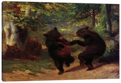 Dancing Bears Canvas Art Print - Black Bears