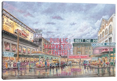 Pike Place Market Canvas Art Print - Stanton Manolakas