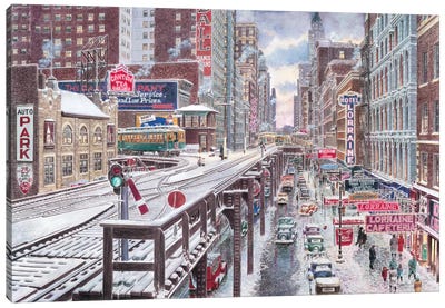 Chicago, The Loop Canvas Art Print - Winter Art