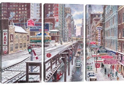 Chicago, The Loop Canvas Art Print - 3-Piece Urban Art