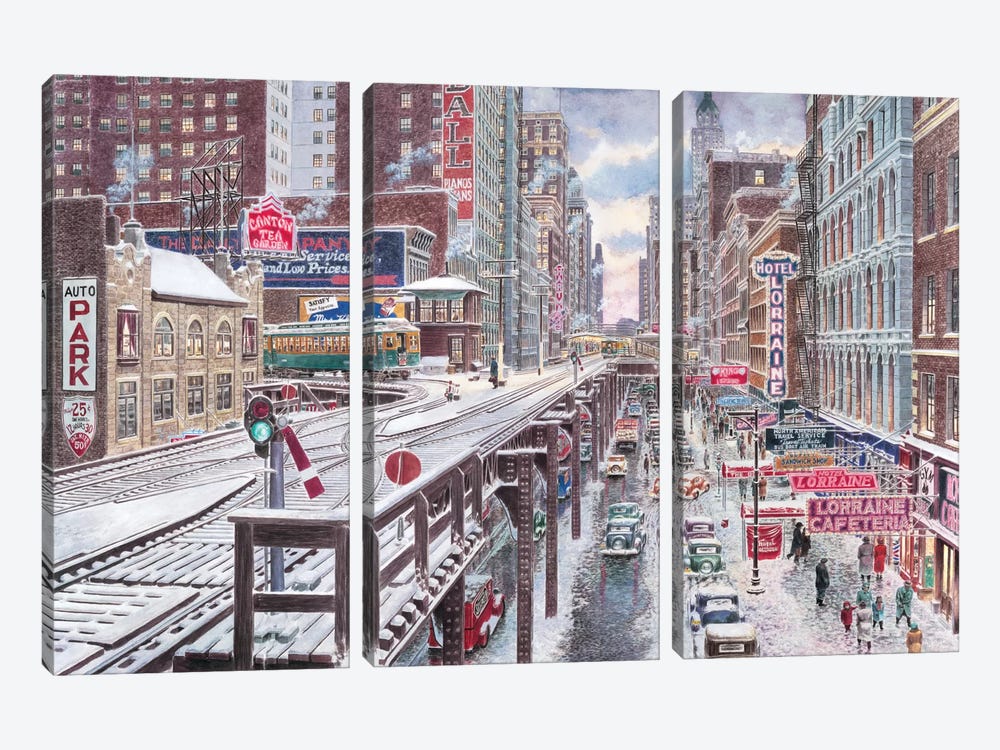 Chicago, The Loop by Stanton Manolakas 3-piece Canvas Art Print