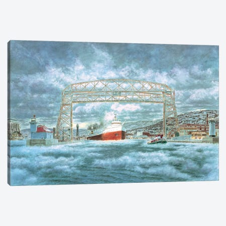 The Edmund Fitzgerald Leaving The Dock Canvas Print #9490} by Stanton Manolakas Canvas Wall Art