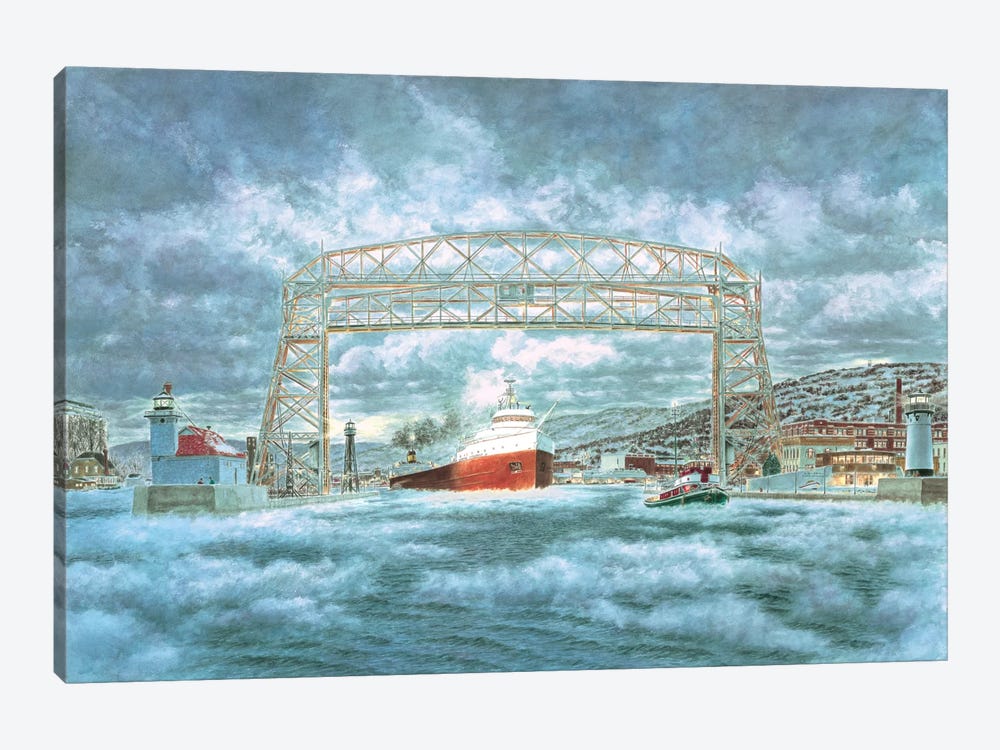 The Edmund Fitzgerald Leaving The Dock by Stanton Manolakas 1-piece Canvas Art Print