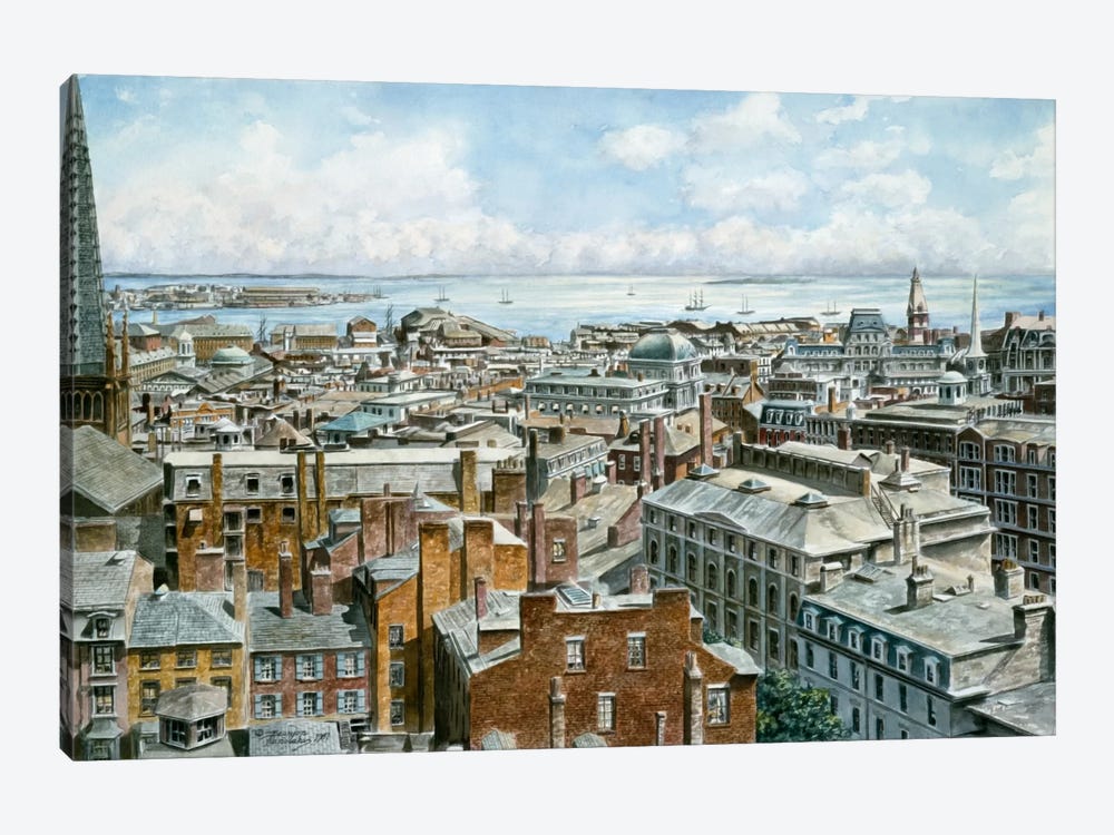 Boston: East From St House 1876 1-piece Canvas Print